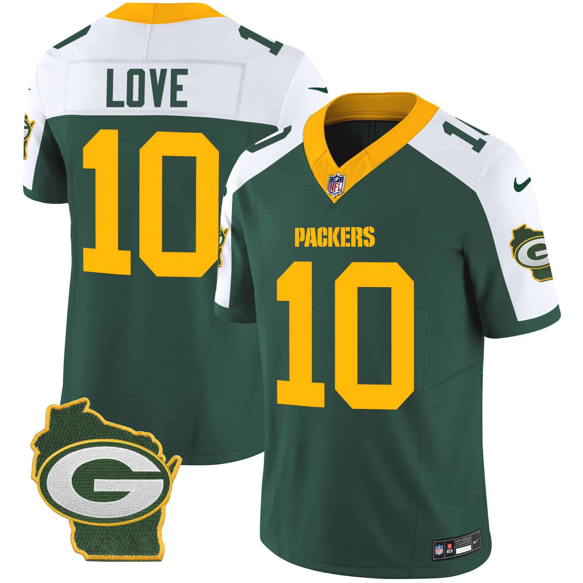 Men Green Bay Packers 10 Love Green 2024 Nike Home Patch Vapor NFL Jersey